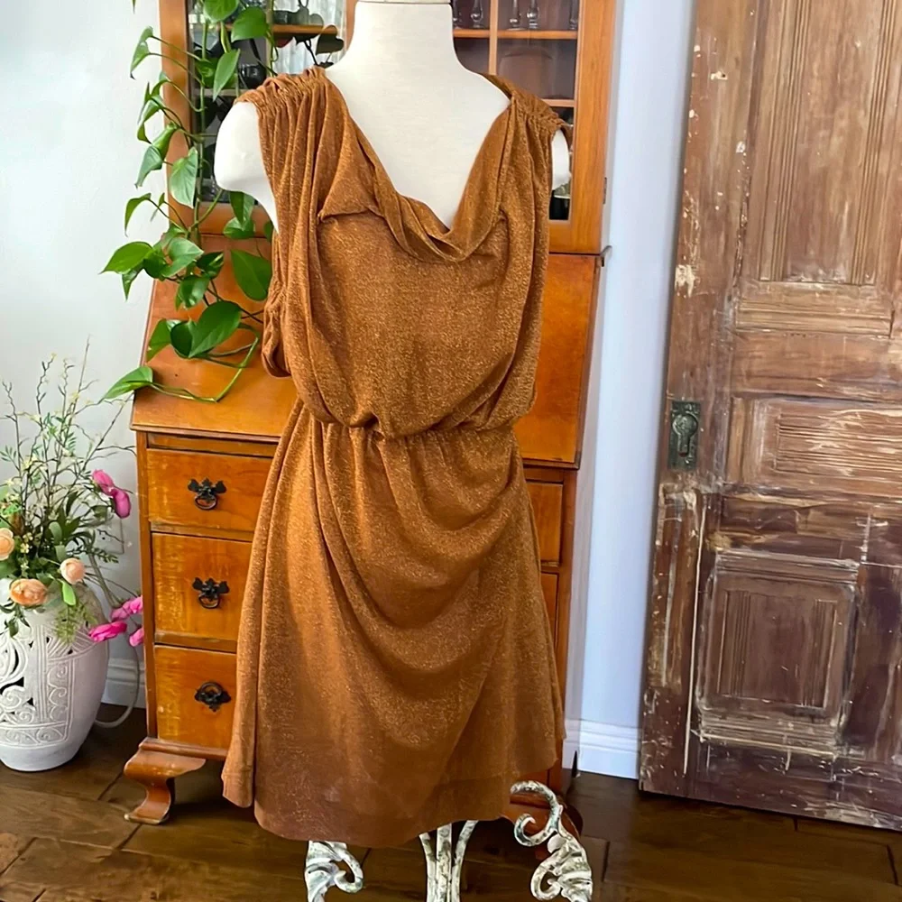 Elegant Brown Sleeveless Dress - Picture 1 of 5